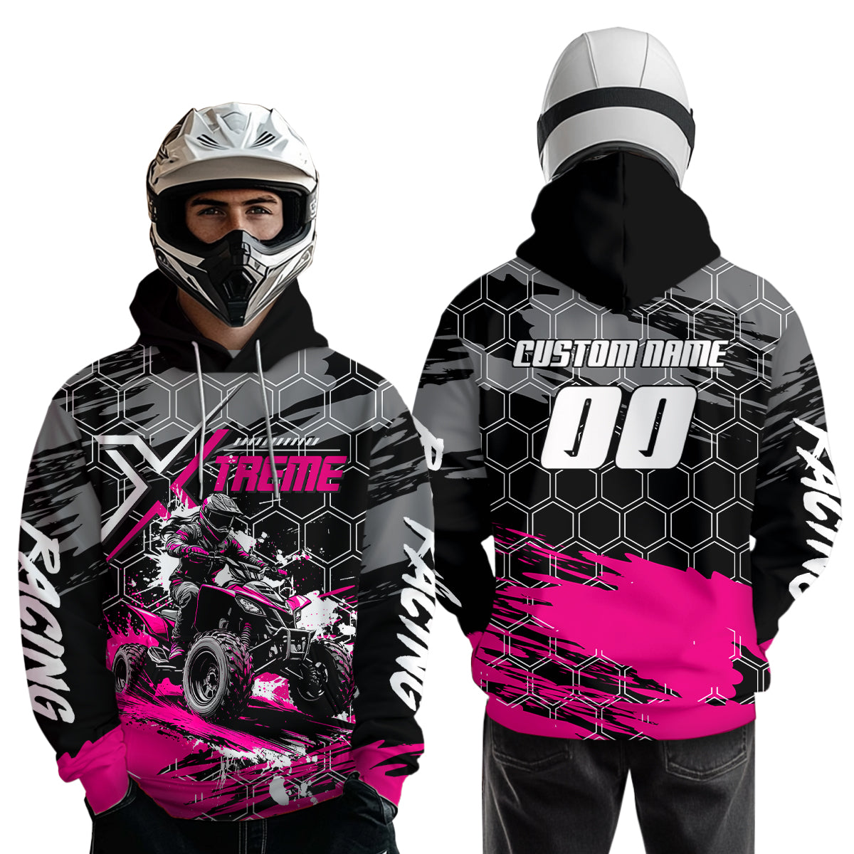Pink Girl ATV Racing Hoodie Personalized Quad Bike Shirt Upf30+ Adult Youth Off-Road Atv Motocross Hoooded NHN008