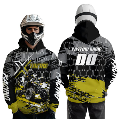 Yellow ATV Racing Hoodie Personalized Quad Bike Shirt Upf30+ Adult Youth Off-Road Atv Motocross Hoooded  NHN008
