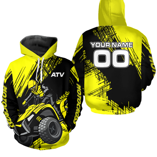 Yellow Custom ATV Motocross Hoodie for Men Women Quad Shirt ATV Riding Hoodie MHATV22