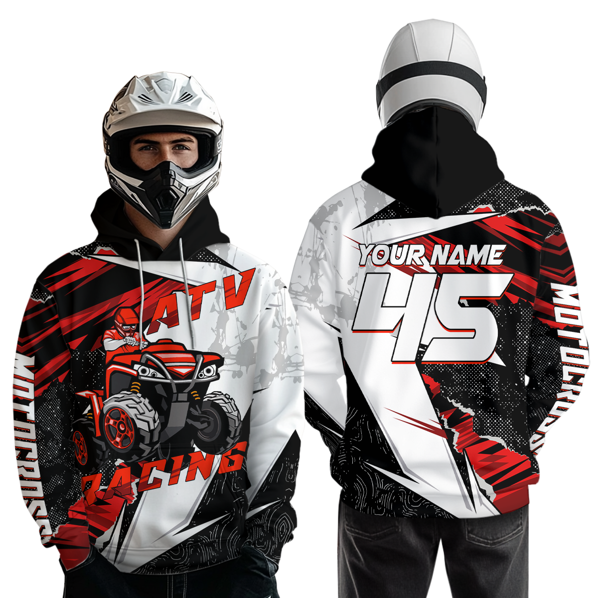 Personalized ATV Motocross Hoodie Adult Men Women Quad Shirt ATV Riding Hoodie MHATV15