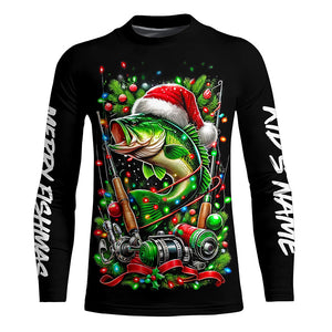 Merry Fishmas UV Protection Bass Fishing Shirt For Fisherman A57