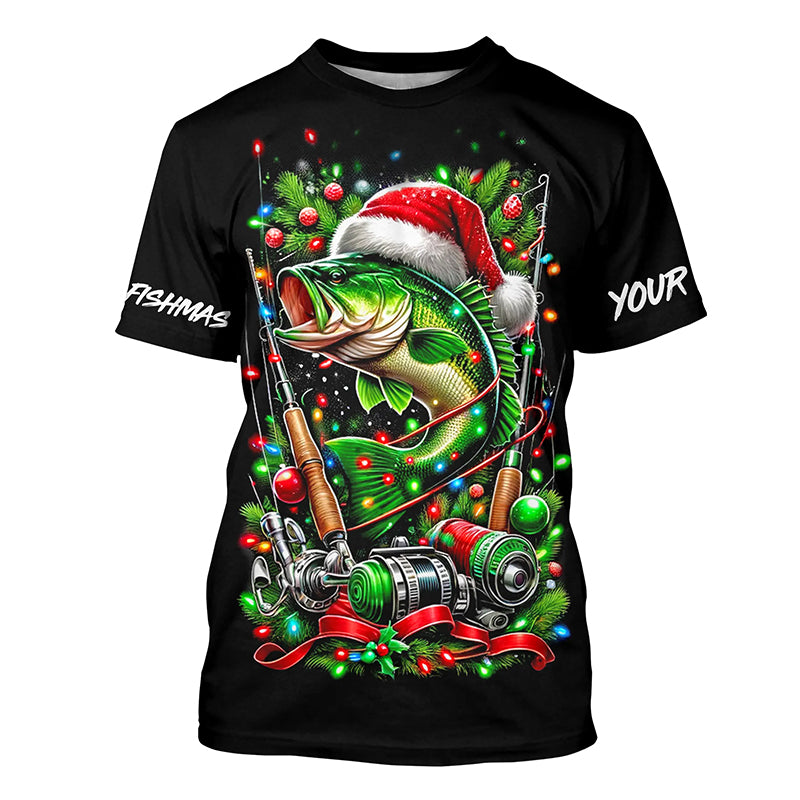 Merry Fishmas UV Protection Bass Fishing Shirt For Fisherman A57