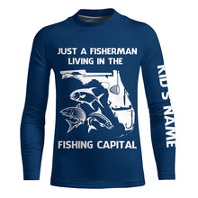 Load image into Gallery viewer, Fisherman living in the Fishing Capital UV protection custom name fishing shirts A32