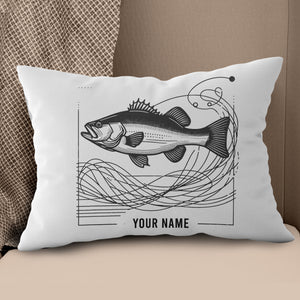 Bass fishing nets bass fish line drawing pillow gift for fisherman A63
