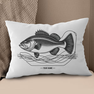Bass fishing nets bass fish line drawing pillow gift for fisherman A63