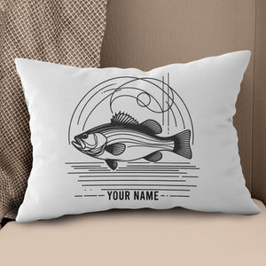 Bass fishing nets bass fish line drawing pillow gift for fisherman A63
