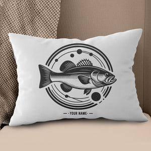 Bass fishing nets bass fish line drawing pillow gift for fisherman A63