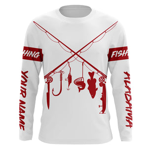 Personalized Alabama fishing rod flag UV protection custom name fishing shirt A70