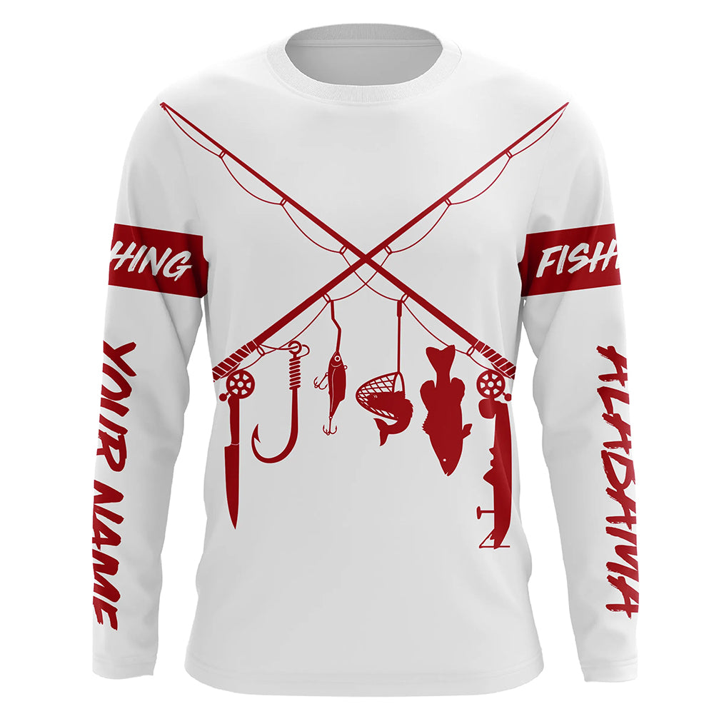 Personalized Alabama fishing rod flag UV protection custom name fishing shirt A70