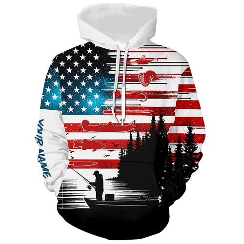 USA flag long sleeve fishing shirt UV protection personalized fishing shirt A71