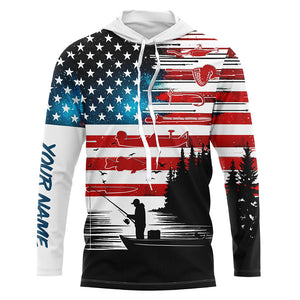 USA flag long sleeve fishing shirt UV protection personalized fishing shirt A71