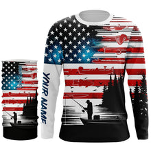 Load image into Gallery viewer, USA flag long sleeve fishing shirt UV protection personalized fishing shirt A71