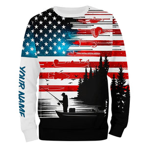 USA flag long sleeve fishing shirt UV protection personalized fishing shirt A71