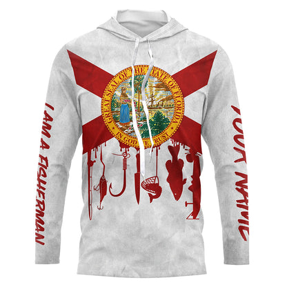 Florida flag UV protection I am a fisherman fishing shirt A24