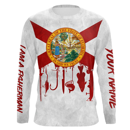 Florida flag UV protection I am a fisherman fishing shirt A24