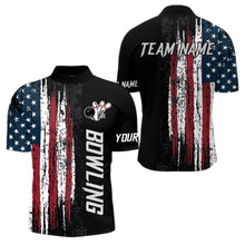 Load image into Gallery viewer, American flag bowling shirt for men custom bowling jersey for team Patriots bowlers shirt BL01