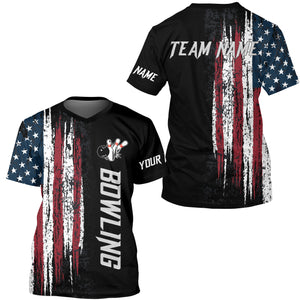 American flag bowling shirt for men custom bowling jersey for team Patriots bowlers shirt BL01