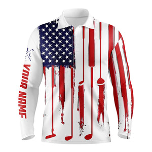 Personalized different types of golf clubs golf polos shirt for men and women American flag A40