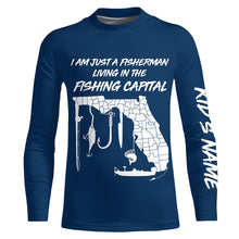 Load image into Gallery viewer, Just a fisherman living in the Fishing Capital UV protection performance fishing shirts A28