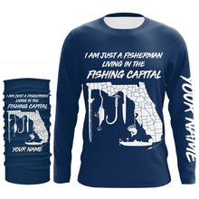 Load image into Gallery viewer, Just a fisherman living in the Fishing Capital UV protection performance fishing shirts A28