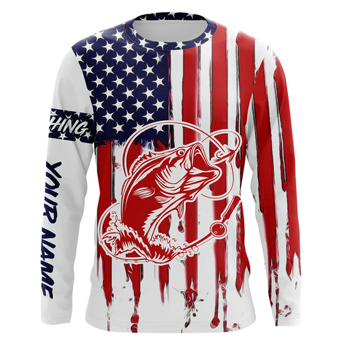 Fly fishing for Bass American flag UV protection fishing jersey for fisherman A41