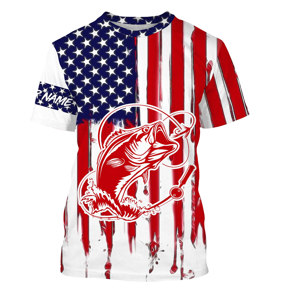 Fly fishing for Bass American flag UV protection fishing jersey for fisherman A41