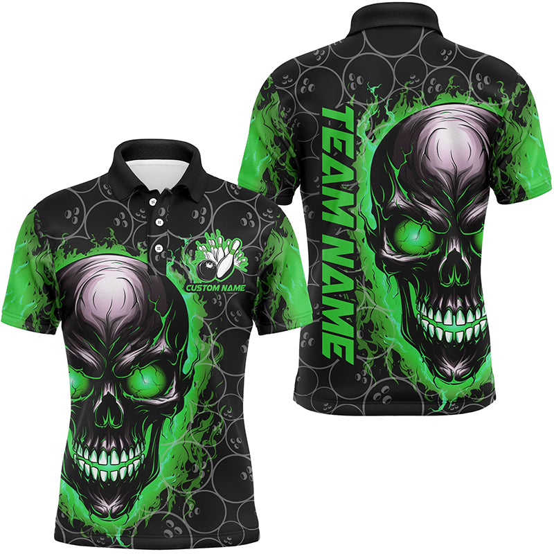 Personalized Skull Bowling Shirts For Men, Women And Kid, Flame Bowlers Jerseys IPHW5857