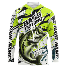 Load image into Gallery viewer, Personalized Largemouth Bass Fishing Jerseys, Bass Fishing Camo Long Sleeve Fishing Shirts | Green IPHW6031