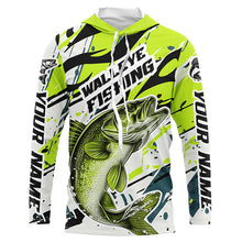 Load image into Gallery viewer, Personalized Walleye Fishing Jerseys, Walleye Fishing Camo Long Sleeve Fishing Shirts | Green IPHW6032