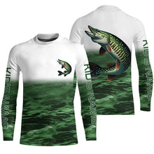 Load image into Gallery viewer, Musky Fishing Custom Long Sleeve Tournament Shirts, Performance Muskie Fishing Jerseys | Green IPHW6301