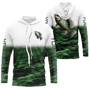 Crappie Fishing Custom Long Sleeve Tournament Shirts, Performance Crappie Fishing Jerseys | Green IPHW6304