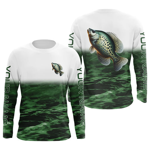 Crappie Fishing Custom Long Sleeve Tournament Shirts, Performance Crappie Fishing Jerseys | Green IPHW6304