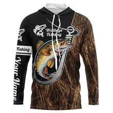 Load image into Gallery viewer, Fish Hook Walleye Fishing Custom Long Sleeve Tournament Fishing Shirts Fishing Jerseys | Grass Camo IPHW5740