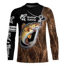 Load image into Gallery viewer, Fish Hook Walleye Fishing Custom Long Sleeve Tournament Fishing Shirts Fishing Jerseys | Grass Camo IPHW5740