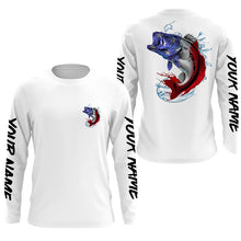 Load image into Gallery viewer, Bass Fishing American Flag Custom Long Sleeve Performance Shirts, Patriotic Bass Fishing Jerseys IPHW6399