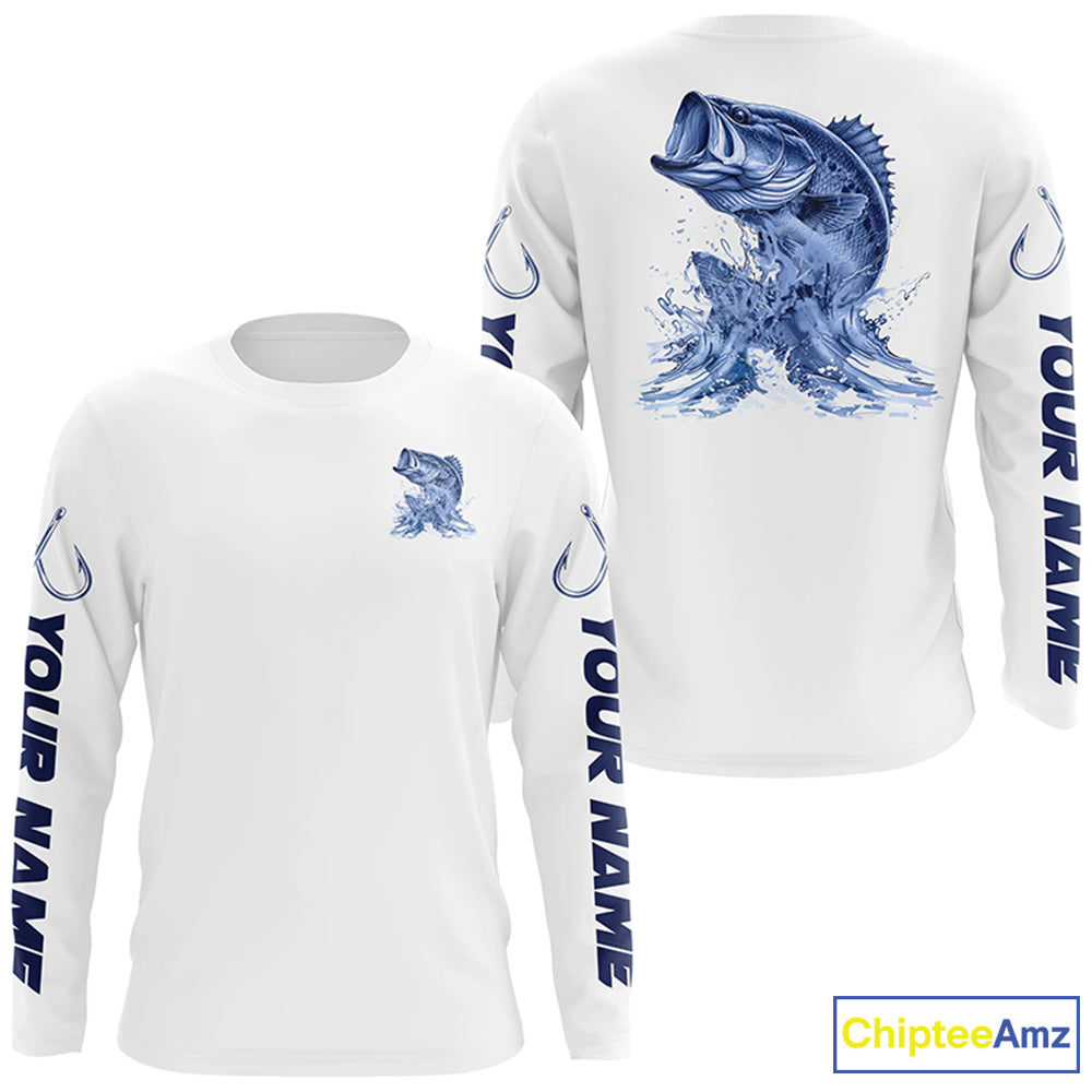 Personalized Largemouth Bass Long Sleeve Performance Fishing Shirts, Bass Fishing Jersey IPHW6407