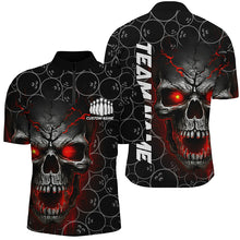 Load image into Gallery viewer, Custom Red Skull Bowling Polo Shirts For Men, Bowling Pattern Bowling Team Jerseys IPHW5234