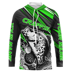 Personalized Crappie Fishing Jerseys, Crappie Long Sleeve Tournament Fishing Shirts | Green IPHW6076