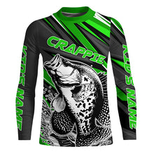 Load image into Gallery viewer, Personalized Crappie Fishing Jerseys, Crappie Long Sleeve Tournament Fishing Shirts | Green IPHW6076