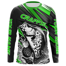 Load image into Gallery viewer, Personalized Crappie Fishing Jerseys, Crappie Long Sleeve Tournament Fishing Shirts | Green IPHW6076