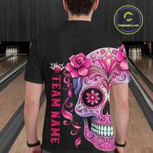 Load image into Gallery viewer, Pink Sugar Skull Tattoo Custom Unisex Team Bowling Polo Shirts, Halloween Team Bowling Jerseys IPHW5243