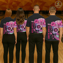 Load image into Gallery viewer, Pink Sugar Skull Tattoo Custom Unisex Team Bowling Polo Shirts, Halloween Team Bowling Jerseys IPHW5243