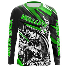 Load image into Gallery viewer, Personalized Walleye Fishing Jerseys, Walleye Fishing Long Sleeve Tournament Fishing Shirts | Green IPHW5789