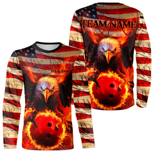 American Flag We The People Custom Patriotic Eagle Bowling Team Long Sleeve Shirts For Men IPHW5287