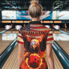 Load image into Gallery viewer, US Flag We The People Custom Eagle Bowling Shirts For Women, Patriotic Bowling Jerseys IPHW5287