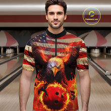 Load image into Gallery viewer, American Flag We The People Custom Eagle Bowling Shirts For Men, Patriotic Bowling Team Jerseys IPHW5287