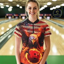 Load image into Gallery viewer, US Flag We The People Custom Eagle Bowling Shirts For Women, Patriotic Bowling Jerseys IPHW5287