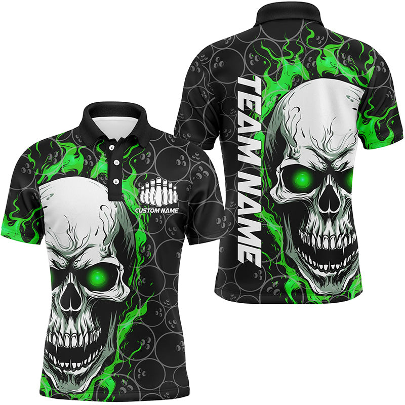 Personalized Skull Bowling Shirt For Men Custom Team'S Name Flame Bowl ...