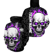 Load image into Gallery viewer, Custom Purple Flame Skull Bowling Shirts For Men And Women, Bowling Team Hoodie Bowling Shirts IPHW5009