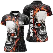 Load image into Gallery viewer, Personalized Skull Bowling Shirt For Women Custom Team&#39;S Name Flame Bowler Jerseys |  Red IPHW5010